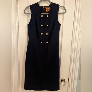 Tory Burch Navy Dress with Gold Buttons